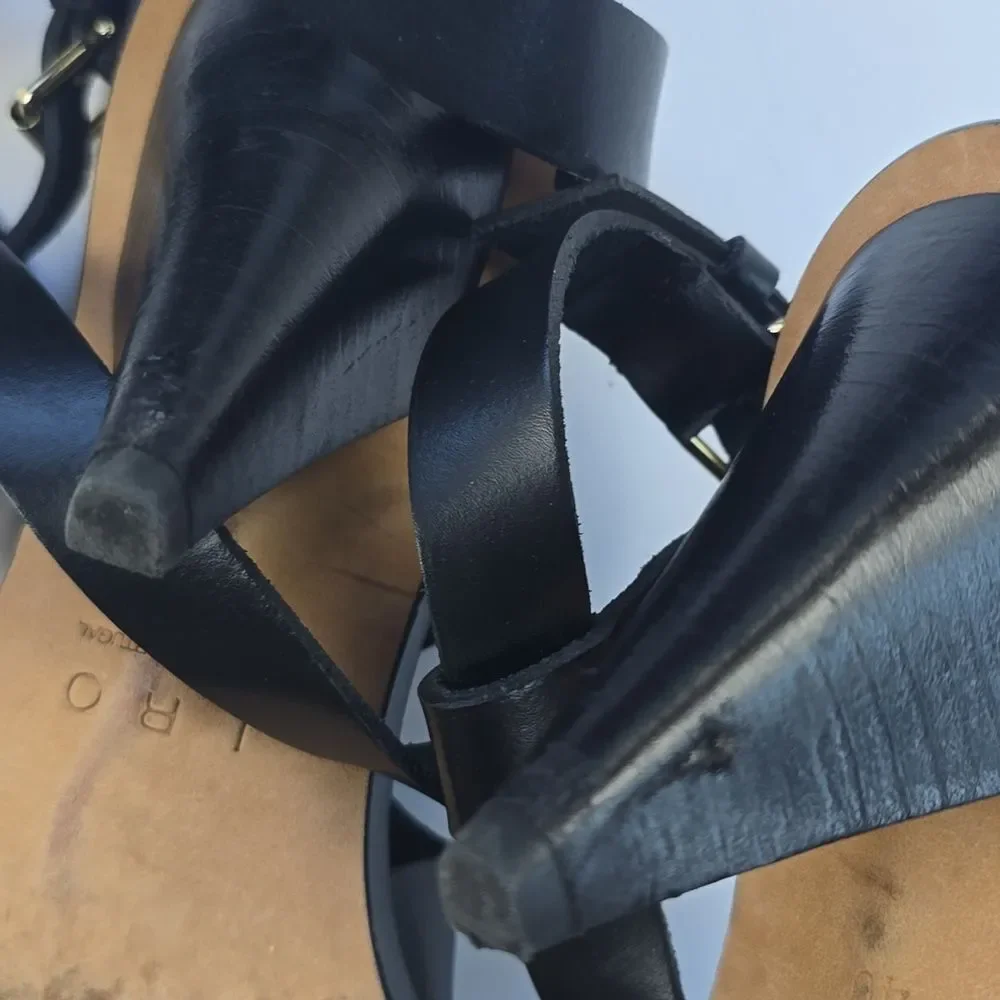 IRO Strappy Heeled‎ Black Leather Sandals Women's size 40 EU / US 8.5